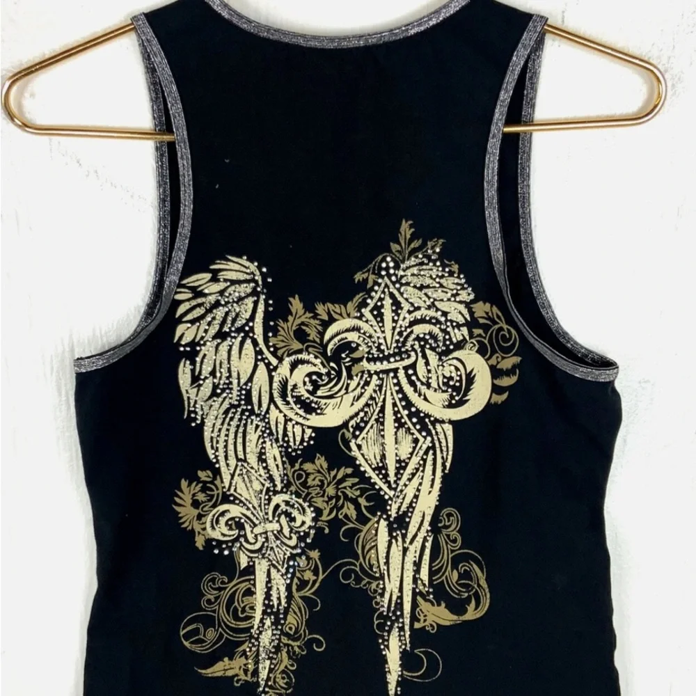 Vintage Y2k Vance Biker Wear Tank Top Womans S Full Zip Double Sided Rhinestone - Picture 13 of 13